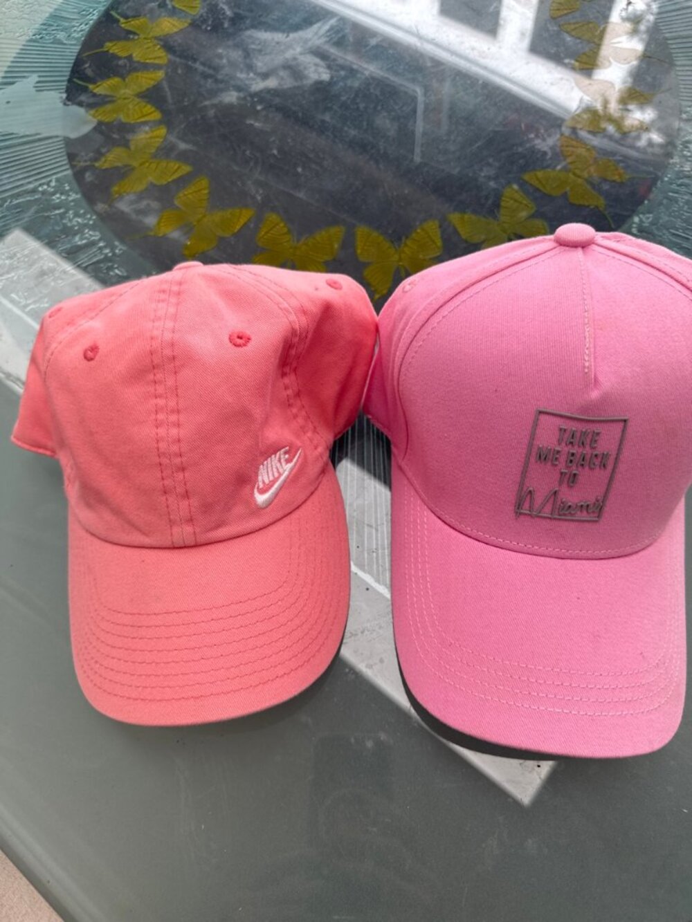 2 Pink Baseball Caps - Nike & Robin Ruth Miami